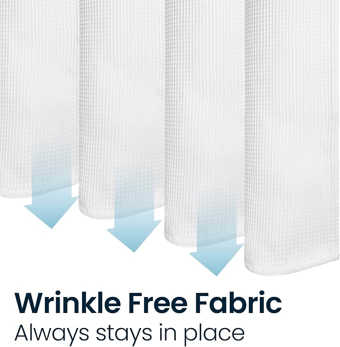 LiBa Waffle Weave Fabric White Shower Curtain, 72 W x 72 H Water Repellent & - Image 3