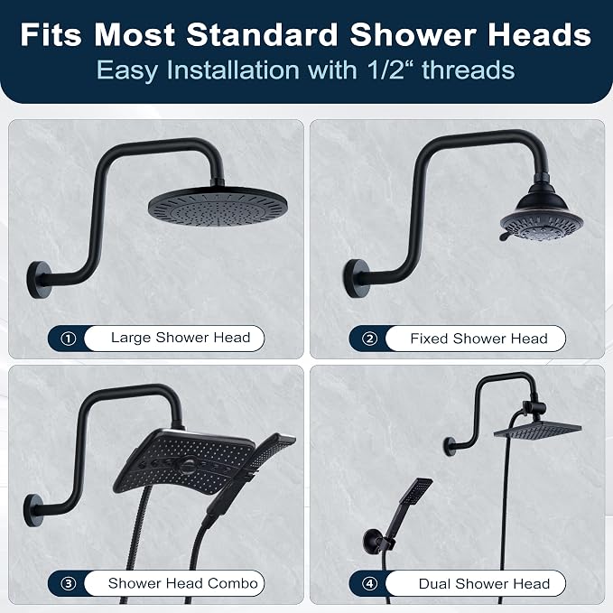 BRIGHT SHOWERS 13 Inch Shower Head Extension Arm - Image 5