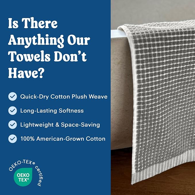 ONSEN Terry Cotton Waffle Face Towel Set – 4 Pack Luxury Cotton Face Towels - Image 3