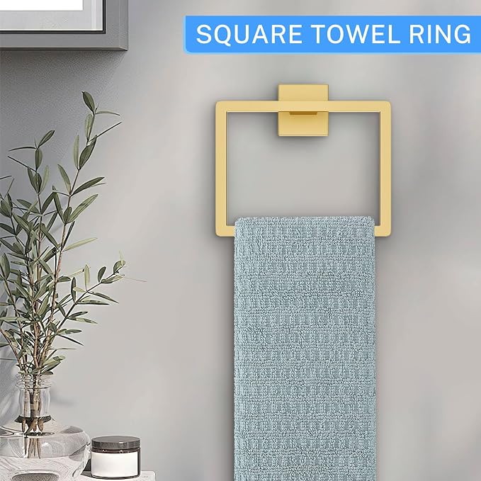 10-Piece Brushed Gold Bathroom Hardware Set Gold Towel Bar Set, Towel - Image 3
