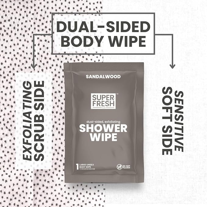 Super Fresh Shower Wipes Large Sandalwood Body Wipes - Image 3