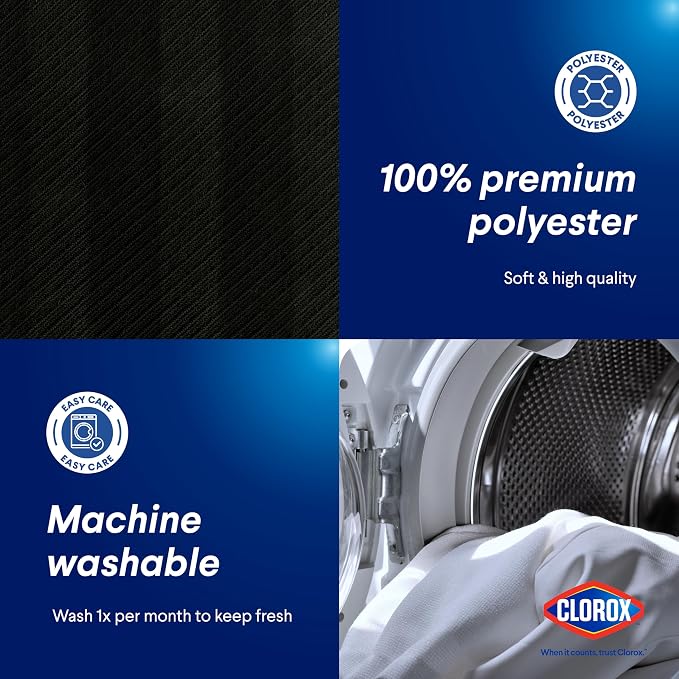 CLOROX 2-in-1 Bathroom Shower Curtain Liner, Durable Fabric, Weighted Magnets - Image 3