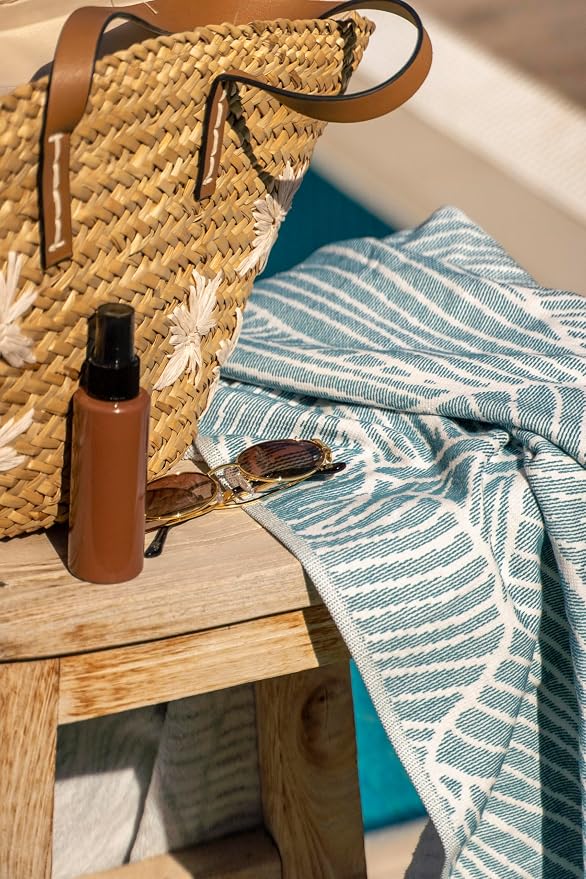 SOFE H&L | LINVIA Foutah Quick Dry Beach Towel Pack of 1 Leaves - Image 6