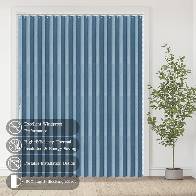 Accordian Door Curtain, 100% Blackout Folding Magnetic Doorway Curtains - Image 8