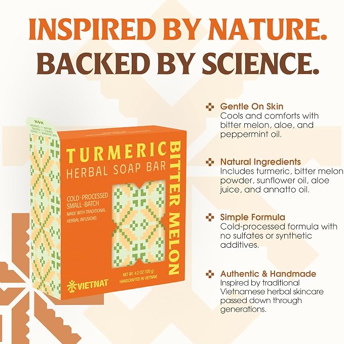 Turmeric & Bitter Melon 2-in-1 Luxurious Natural Soap Bar | Herbal Freshness & - Image 7