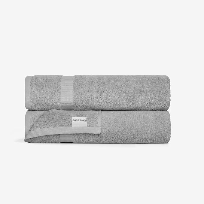 SALBAKOS 100% Turkish Cotton Extra Large Bath Sheet Set of 2 35x70 inch | - Image 4