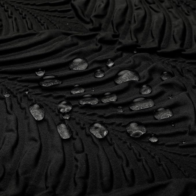 Gibelle Black Shower Curtain, 3D Embossed Textured Herringbone Fabric Shower - Image 3