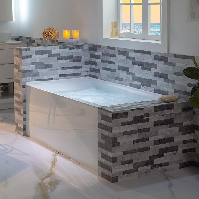 WOODBRIDGE 54" Acrylic Rectangular Alcove Soaking Bathtub in White - Image 10