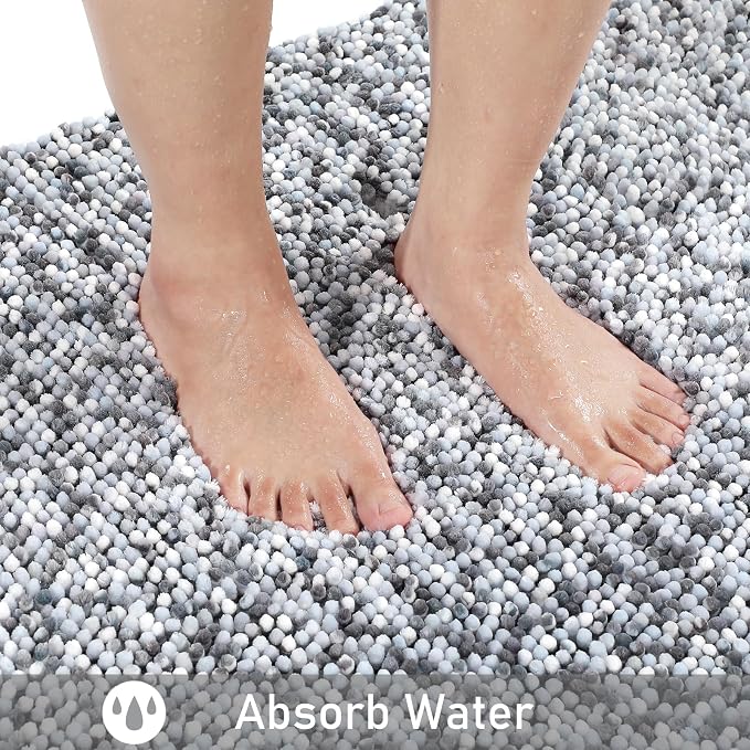Yimobra Luxury Chenille U-Shaped Toilet Rug, Super Soft Shaggy Contour Bath Mat - Image 8