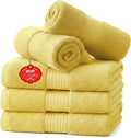 Ample Decor Yellow Washcloths Pack of 5 12 X 12 Inch 100% Cotton 600 GSM by AmpleDecor