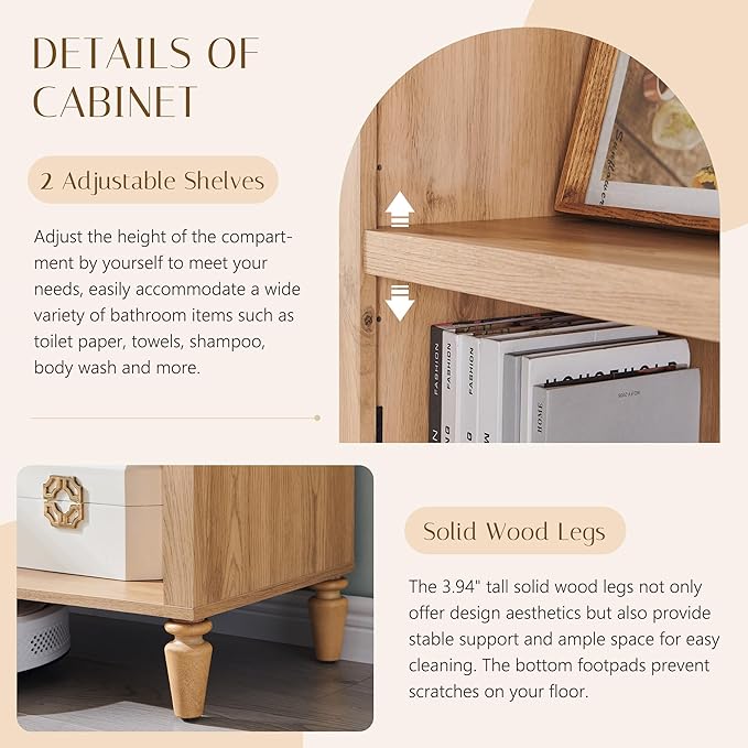 76" Tall Arched Bathroom Storage Cabinet, 5 Tiers Large Farmhouse Arched - Image 4