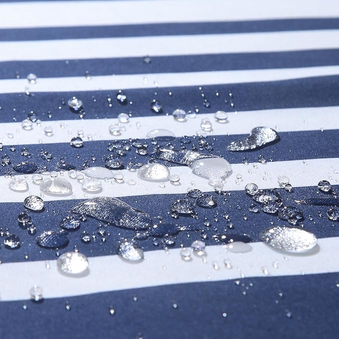 Blue Shower Curtain 78 Inches Long, Modern Navy Blue and White Stripe - Image 3