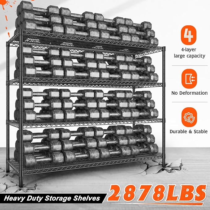 REIBII 60" W Storage Shelves 2878LBS Metal Shelving Unit - Image 4
