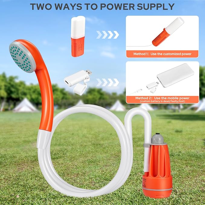Portable Shower for Camping, 4400mAh Electric Portable Camping Shower - Image 3