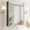 Pre-Assembled Surface or Recessed Medicine Cabinet Mirror-24x30 Brushed Nickel by QUEENFUN