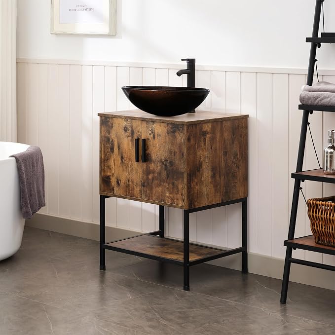 UEV 24" Antique Bathroom Vanity, Dark Brown Bathroom Vanity Set - Image 5