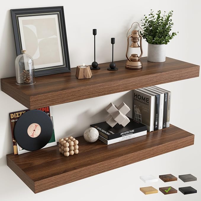 40 Inch Long Floating Shelves for Wall Set of 2, Easy Install Engineered Wood by Marsmiles
