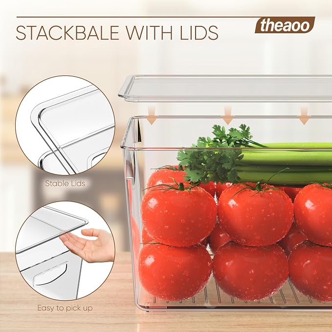 theaoo Clear Storage Bins with Lids Stackable - Image 7