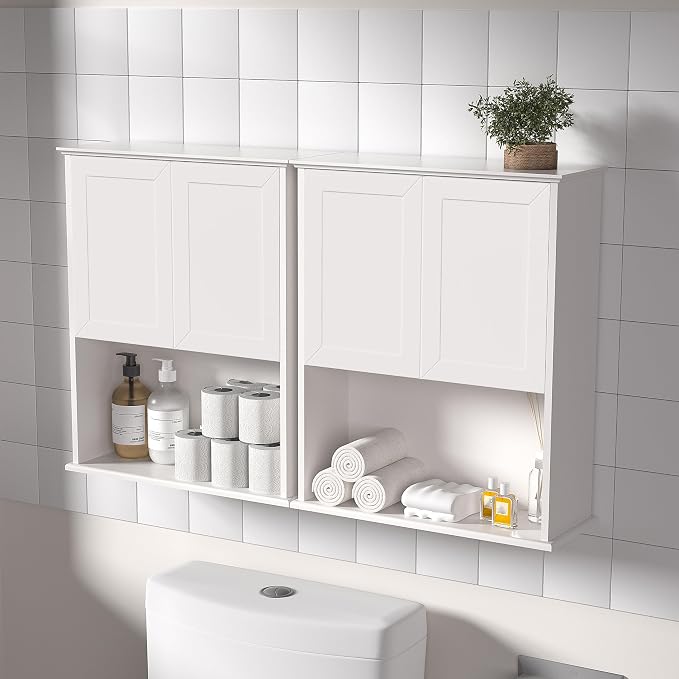 White Bathroom Wall Cabinet, Over The Toilet Storage Cabinet, Bathroom and - Image 6