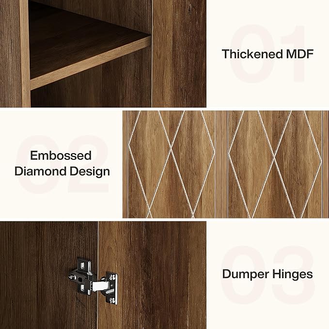 Tribesigns 75" Tall Narrow Storage Cabinet Set of 2, Modern Farmhouse Pantry - Image 6