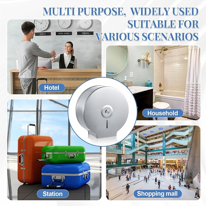 Mifoci 2 Pcs Industrial Toilet Paper Holder Commercial Roll Dispenser Wall - Image 7