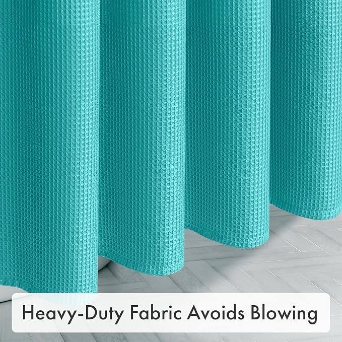AmazerBath Teal Shower Curtain Waffle Textured, Turquoise Shower Curtains - Image 7