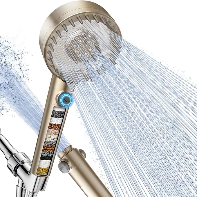 Filtered Shower Head with Handheld, High Pressure 4 Spray Mode Showerhead with by Sipaote