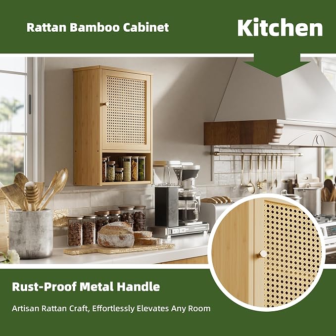 Bathroom Wall Cabinet, Bamboo Over-The-Toilet Storage Organizer - Image 7