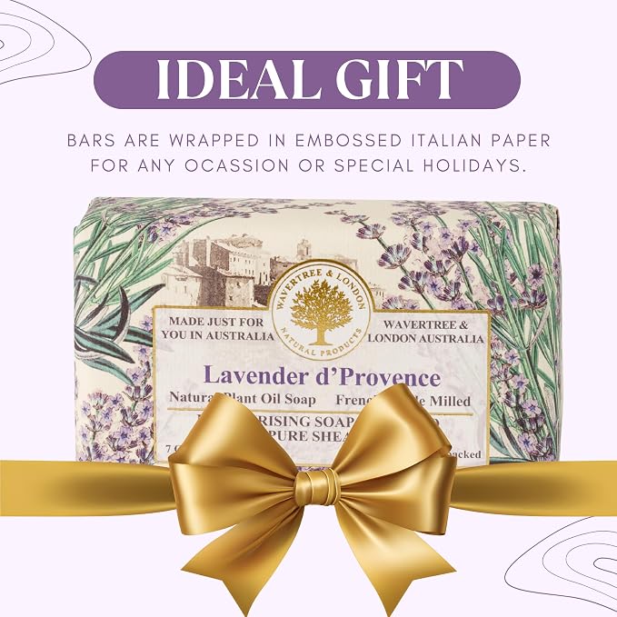 Wavertree & London Lavender Scented Natural Soap Bars, 7oz Moisturizing French - Image 6