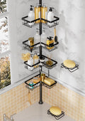 Corner Shower Caddy + 2 Soap Holders, 4 Tier Shower Caddy Tension Pole by DAOYA
