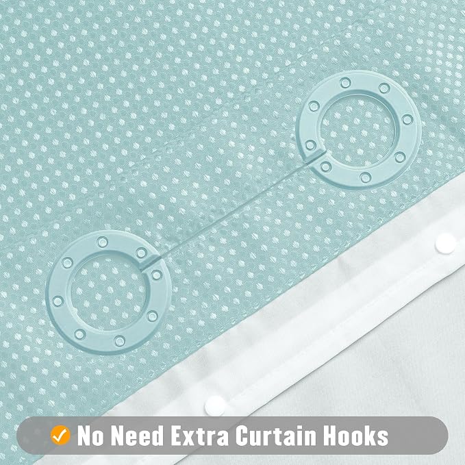 MitoVilla Teal Waffle Small Stall Shower Curtain Liner Set 36 x 74, No Hooks - Image 4