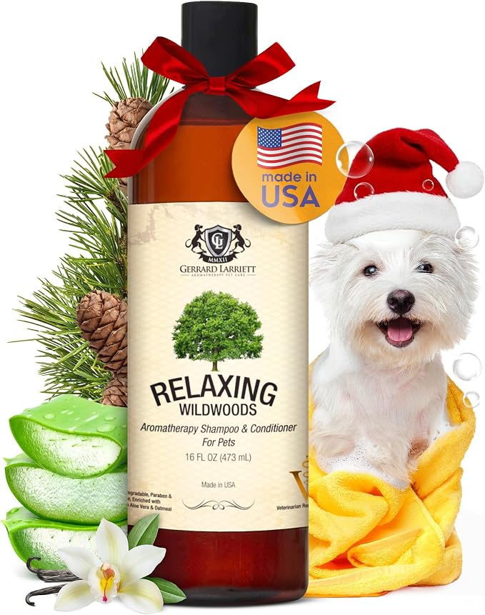 Dog Shampoo and Conditioner Relaxing Wildwoods 16 Fl Oz by GerrardLarriettAromatherapyPetCare
