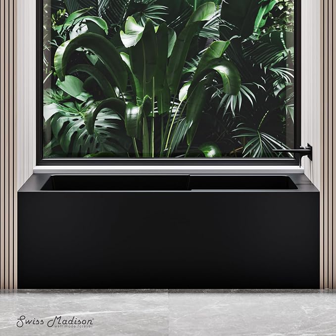 Voltaire 54 in. x 30 in. Acrylic Matte Black, Right-Hand Drain, Apron Bathtub - Image 6