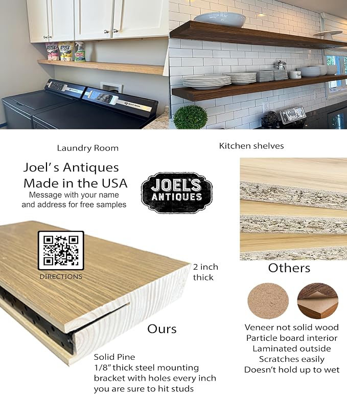 joelsantiques 72 Inch Wooden Floating Shelves - Image 5