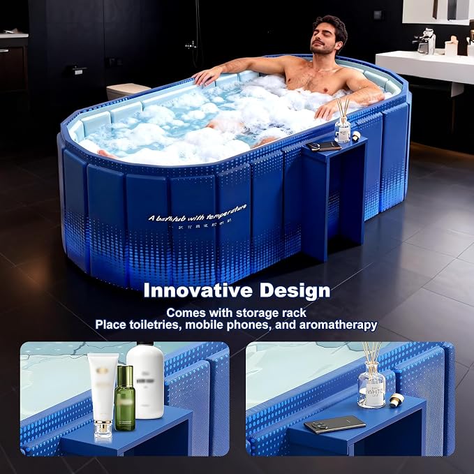 Portable Bathtub for Adult 47" Large Collapsible Cold Plunge Bathtub Foldable - Image 2