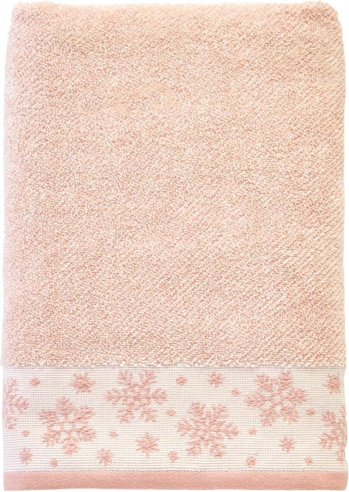 SKL Home Christmas/Winter Heather Snowflake 100% Cotton Premium Bath Towel by SKLHomebySaturdayKnightLtd