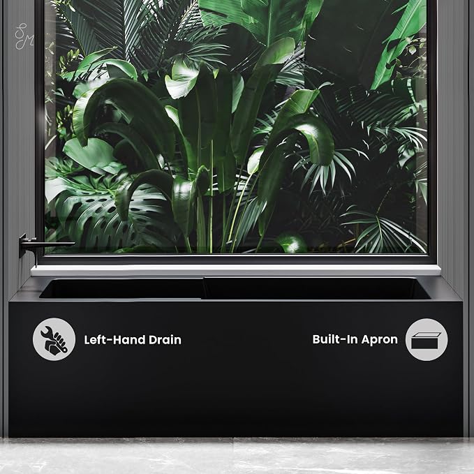 Voltaire 60 in. x 32 in. Acrylic Matte Black, Skirted Alcove, Left-Hand Drain - Image 5