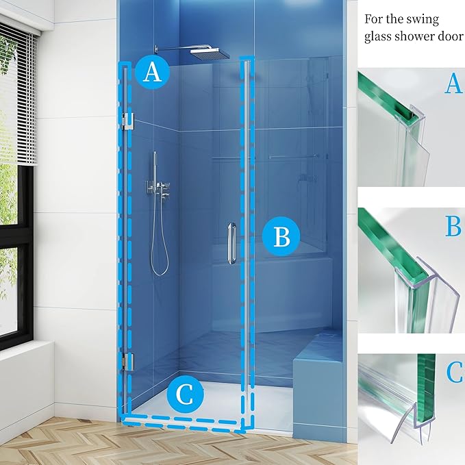 Shower Door Seal Strip Kits Set of 3 Polycarbonate Include 2 PCS 80" Side Seals - Image 2