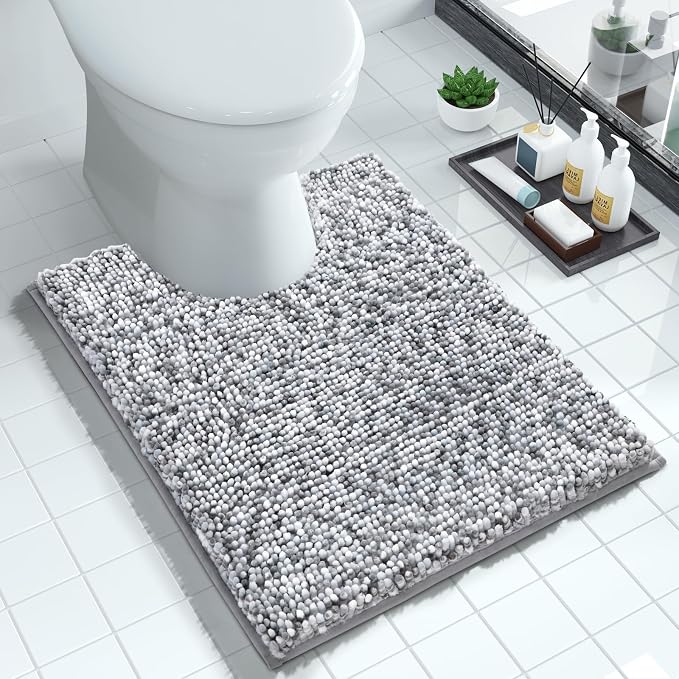 Yimobra Luxury Chenille U-Shaped Toilet Rug, Super Soft Shaggy Contour Bath Mat by Yimobra