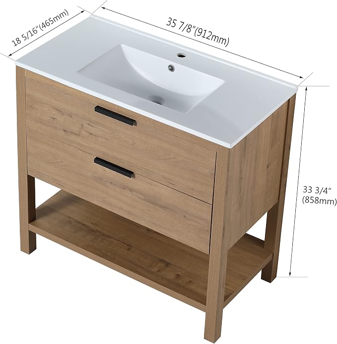 30 inch Bathroom Vanity with Resin Sink, Single Sink Modern Mid Century - Image 2