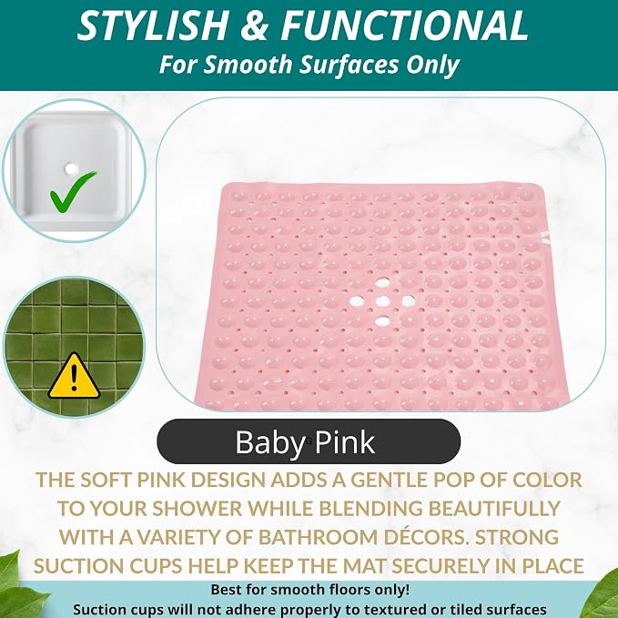 ENKOSI Square Shower Mat – 21 x 21 Inch Non-Slip Mat - Image 5