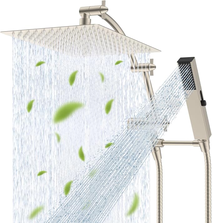 Hibbent All Metal CUPC Certified 12'' Rainfall Shower Head, Dual Shower Head by Hibbent