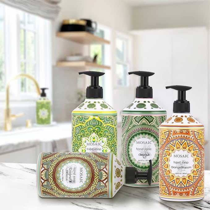 Mosaic Liquid Hand Soap / Wash Gift Set, Ideal Bathroom Kitchen Hand Soap Set - Image 6