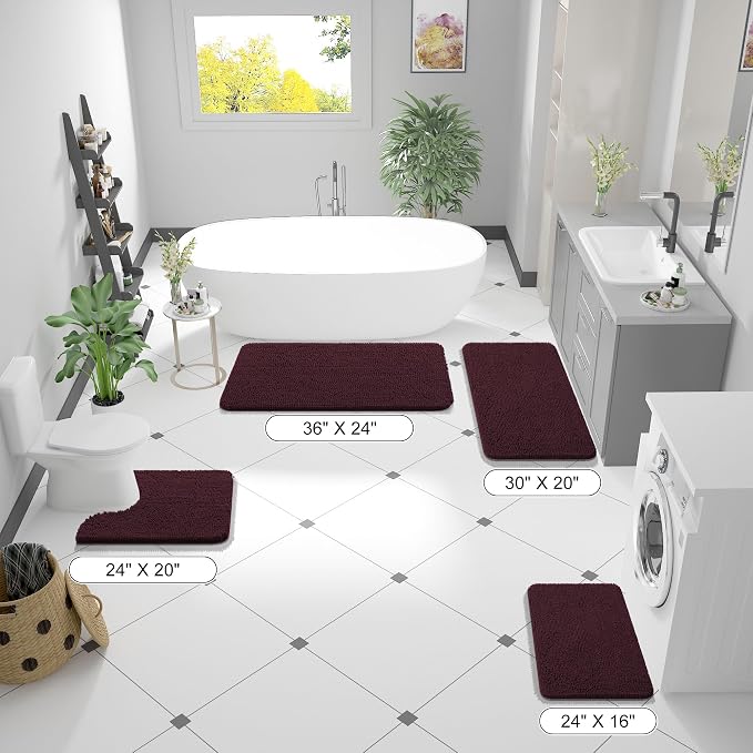 OLANLY Bathroom Rugs 44x24, Extra Soft Absorbent Chenille Bath Rugs, Rubber - Image 2
