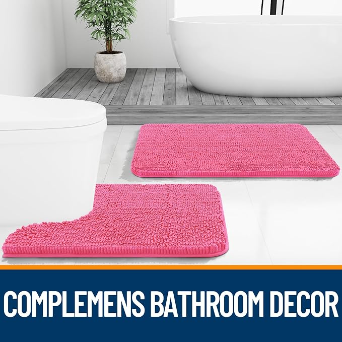 OLANLY Bathroom Rugs 47x20, Extra Soft Absorbent Chenille Bath Rugs, Rubber - Image 7