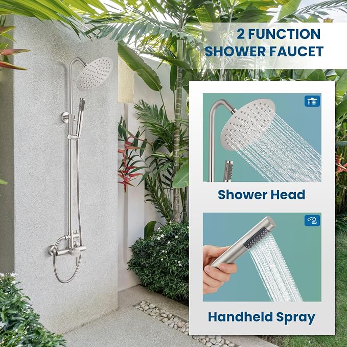 gotonovo SUS304 Outdoor Shower Fixture High Pressure Shower System Wall Mount 2 - Image 2