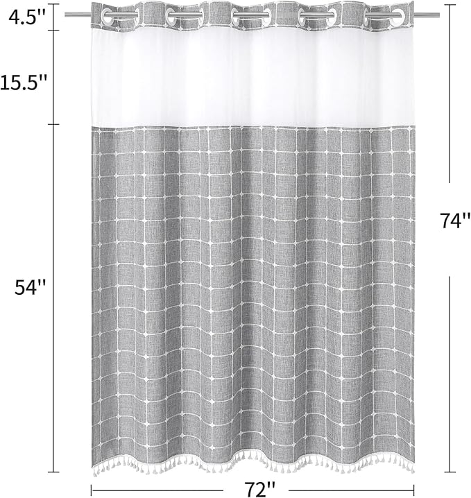 MitoVilla No Hooks Required Farmhouse Shower Curtain - Image 6
