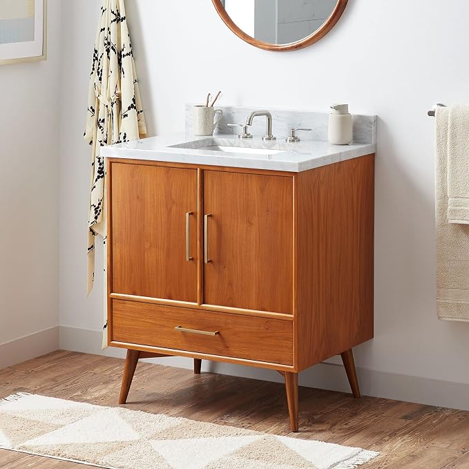 Signature Hardware 953363-30-RUMB-8 Novak 30" Freestanding Teak Single Basin by SignatureHardware