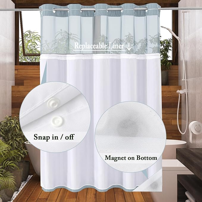 Gibelle No Hook Waffle Weave Shower Curtain - Image 3