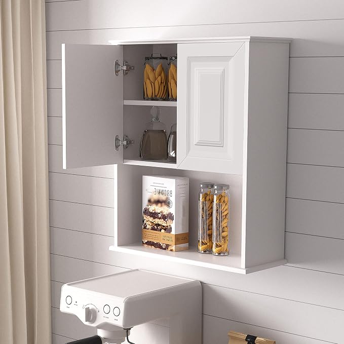 White Bathroom Wall Cabinet, Over The Toilet Storage Cabinet, Bathroom and - Image 4